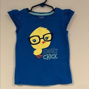BABY GAP Toddler Girls 4T Smart Chick Graphic Tee Ruffle Sleeves Glasses Tank